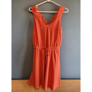 Athleta Mini Dress Womens Small Orange Savannah Strap Drawstring Waist 659323